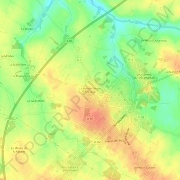 Carte topographique La Maison Neuve Paynaud, altitude, relief