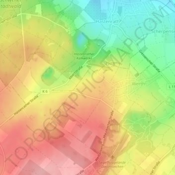 Carte topographique Kuhtrift, altitude, relief