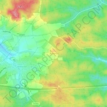 Carte topographique Axtesberg, altitude, relief
