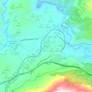 Carte topographique Plines, altitude, relief