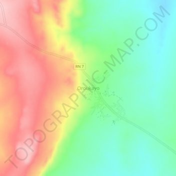 Carte topographique Oroukayo, altitude, relief