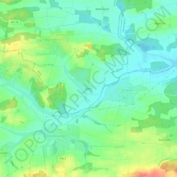 Carte topographique Glon, altitude, relief