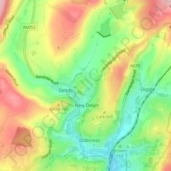 Carte topographique Dale, altitude, relief