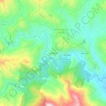 Carte topographique Los Sarcos, altitude, relief
