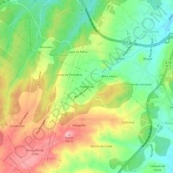Carte topographique Pernelhas, altitude, relief