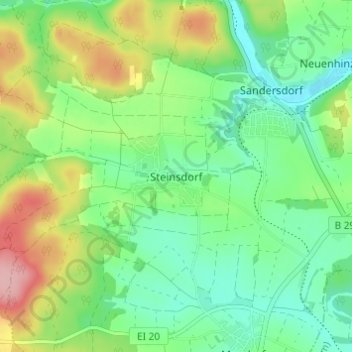 Carte topographique Steinsdorf, altitude, relief