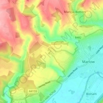Carte topographique Bovingdon Green, altitude, relief