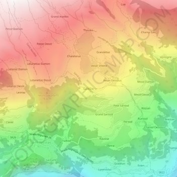 Carte topographique Gerbore, altitude, relief