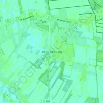 Carte topographique Twist-Siedlung, altitude, relief