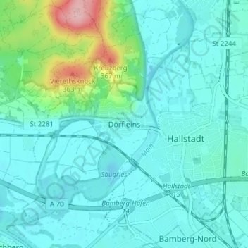 Carte topographique Dörfleins, altitude, relief