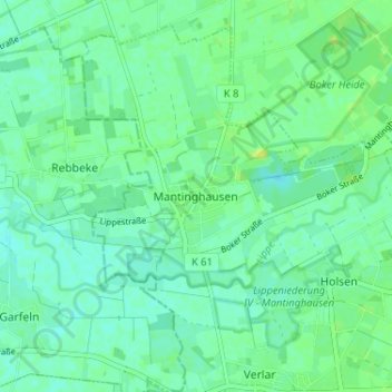 Carte topographique Mantinghausen, altitude, relief