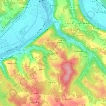 Carte topographique La Combelle, altitude, relief