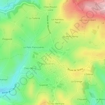 Carte topographique Chez Polon, altitude, relief