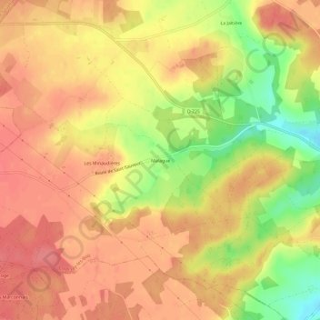 Carte topographique Malagué, altitude, relief