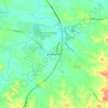 Carte topographique Jimboomba, altitude, relief