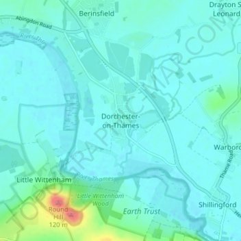 Carte topographique Dorchester-on-Thames, altitude, relief