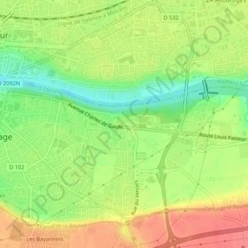 Carte topographique Pizançon, altitude, relief