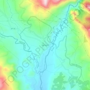 Carte topographique San Carlo, altitude, relief