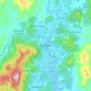 Carte topographique Pomerode, altitude, relief