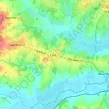 Carte topographique Linkhill, altitude, relief