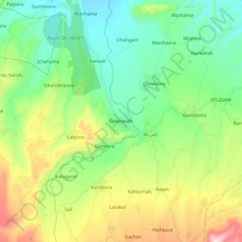 Carte topographique Beerwah, altitude, relief