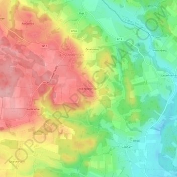 Carte topographique Kleinhöhenrain, altitude, relief