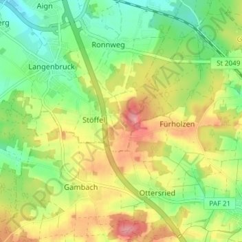 Carte topographique Sankt Kastl, altitude, relief