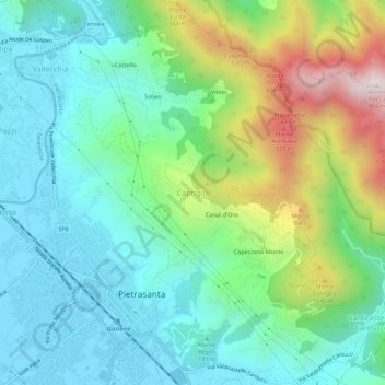 Carte topographique Capriglia, altitude, relief