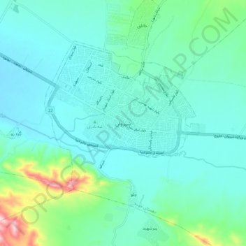 Carte topographique Shirvan, altitude, relief