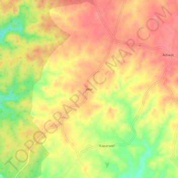 Carte topographique Wer, altitude, relief