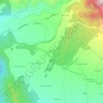 Carte topographique Gopalpur, altitude, relief