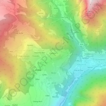 Carte topographique Châtellair, altitude, relief