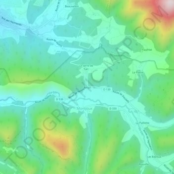 Carte topographique Barjol, altitude, relief