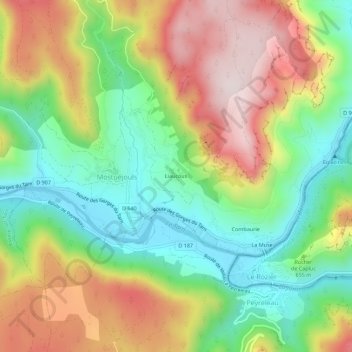 Carte topographique Liaucous, altitude, relief