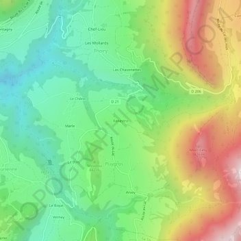 Carte topographique Fénestro, altitude, relief