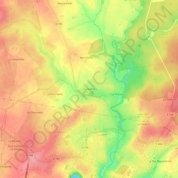 Carte topographique La Faverie, altitude, relief