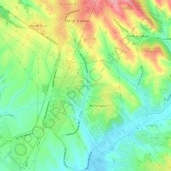 Carte topographique Colleverde, altitude, relief