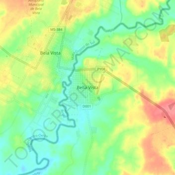 Carte topographique Bella Vista, altitude, relief