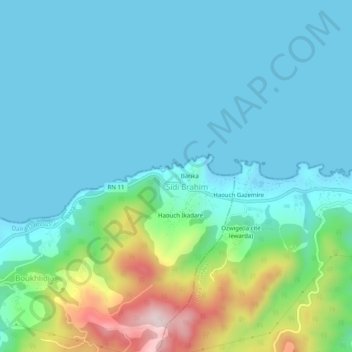 Carte topographique Sabra, altitude, relief