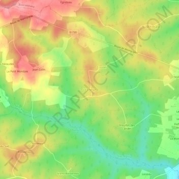 Carte topographique Le Cherpe, altitude, relief