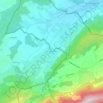 Carte topographique Bei der Muehle, altitude, relief