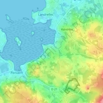 Carte topographique Kervegan, altitude, relief