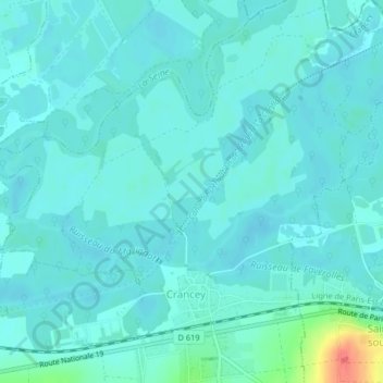Carte topographique Les Hachettes, altitude, relief