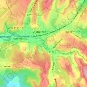 Carte topographique Camelsdale, altitude, relief