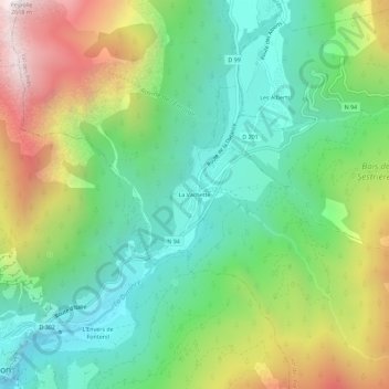 Carte topographique La Vachette, altitude, relief