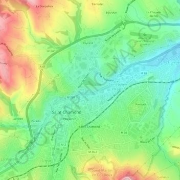 Carte topographique Les Carmelites, altitude, relief