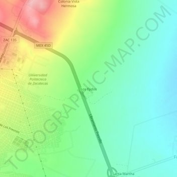 Carte topographique Los Ejidos, altitude, relief