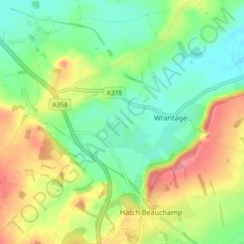 Carte topographique Meare Green, altitude, relief