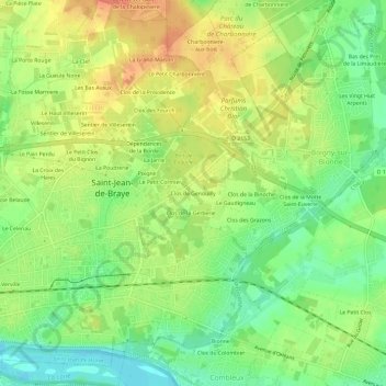 Carte topographique Clos de Genouilly, altitude, relief
