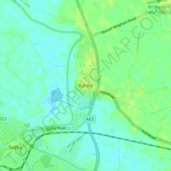 Carte topographique Barlby, altitude, relief